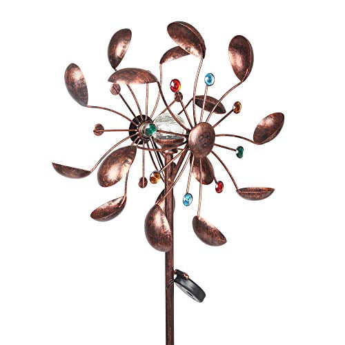 Outdoor Wind Spinner Stake Metal Iron Art Garden Windmill Holiday Decoration